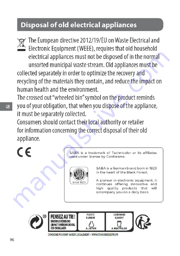 Saba WD1215L21W Manual Download Page 97