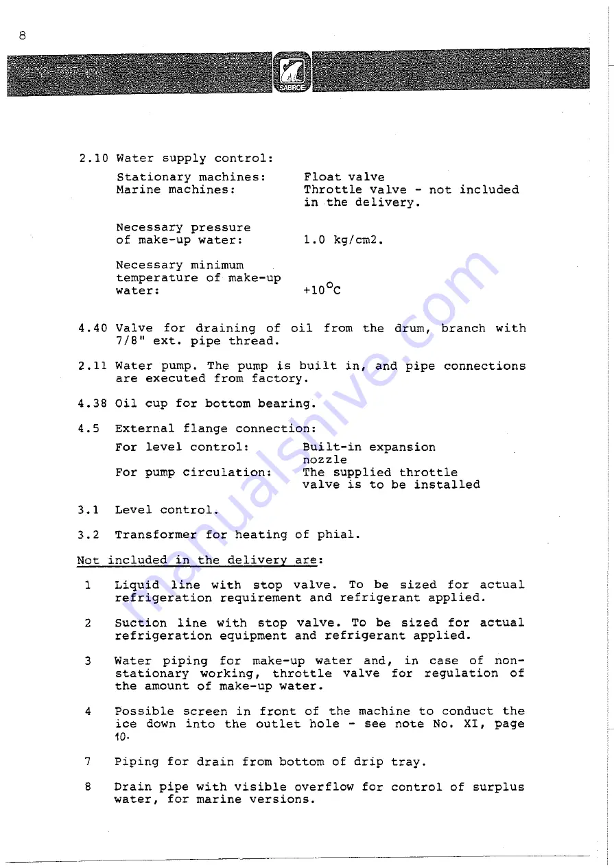 SABROE ATLAS V-156 Instruction Download Page 9