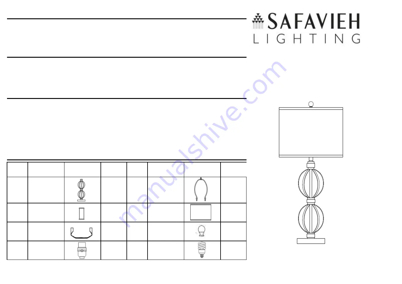 Safavieh Lighting CALISTA LIT4313A Manual Download Page 1