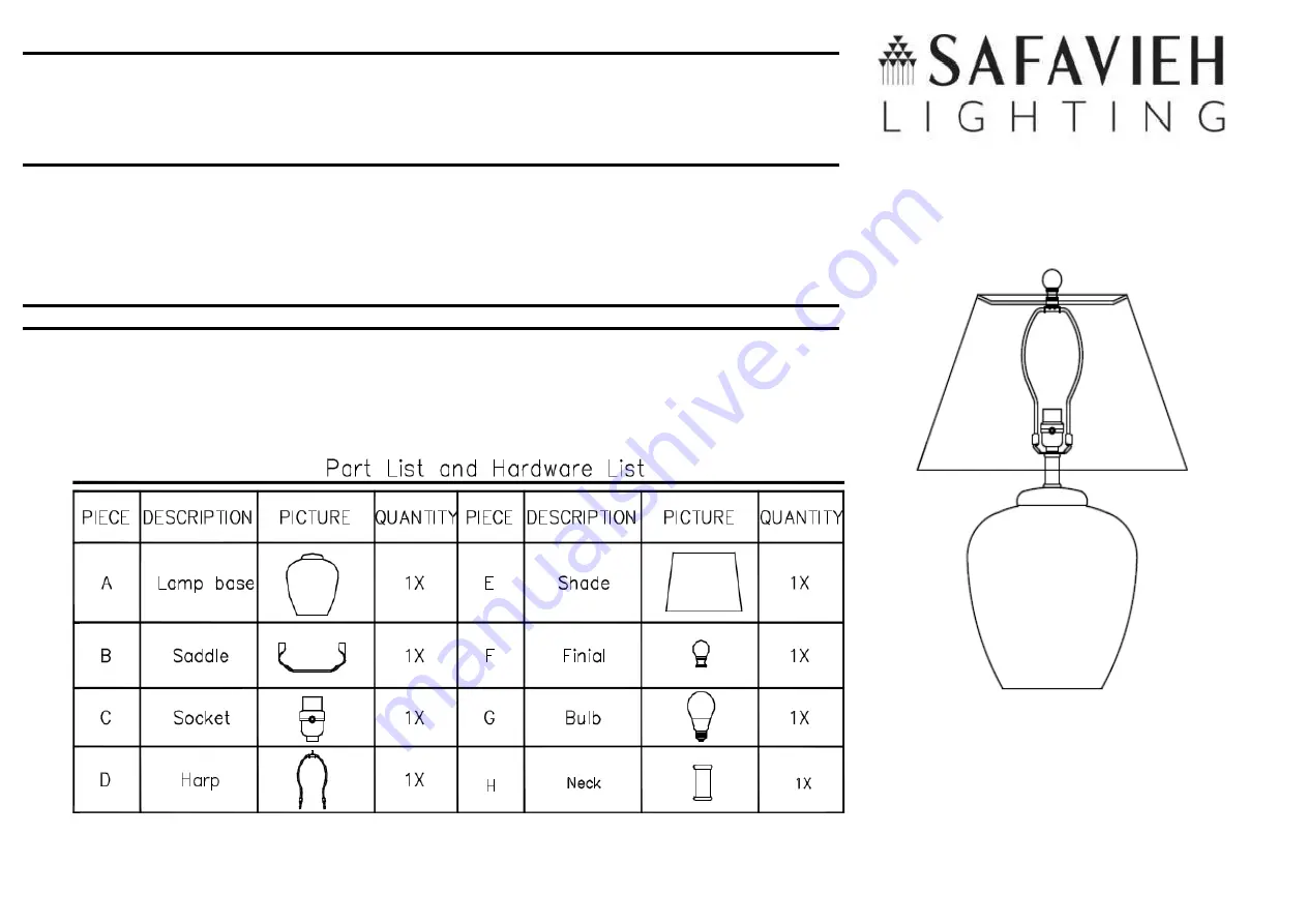 Safavieh TBL4386A Assembly Instructions Download Page 1