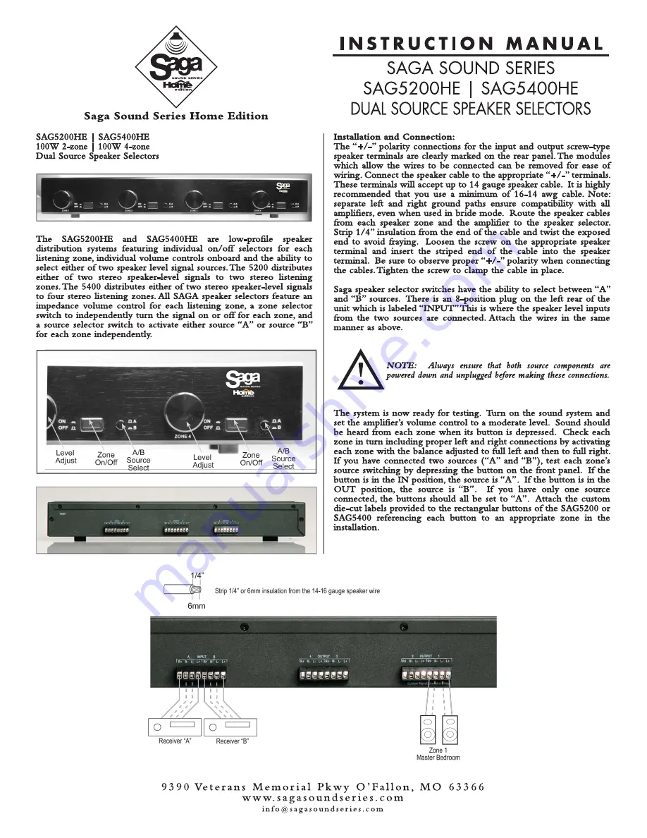 Saga SAG5200HE Instruction Manual Download Page 1