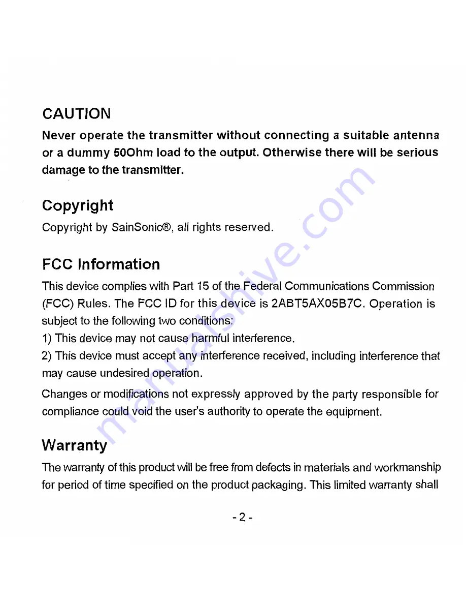 SainSonic AX-7C Instruction Manual Download Page 3