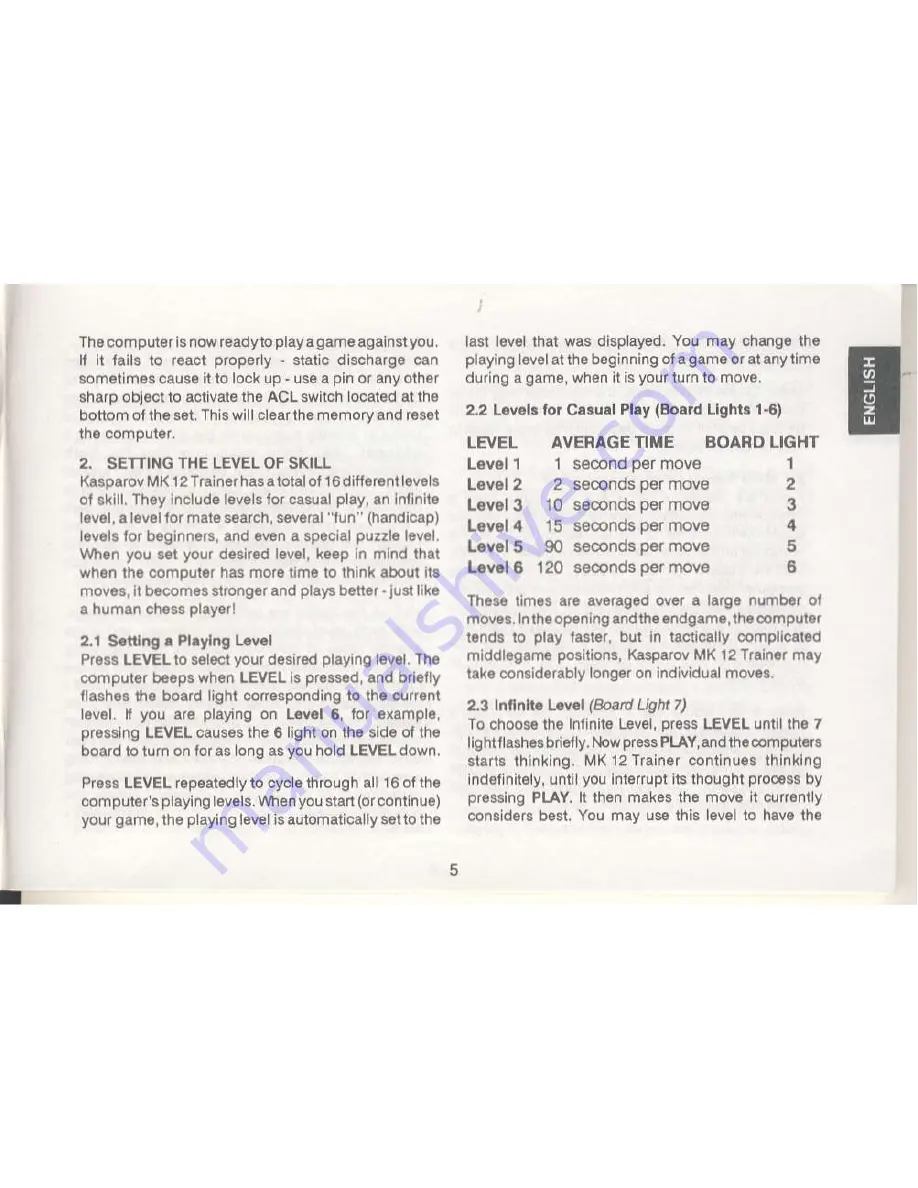 Saitek KASPAROV MK12 User Manual Download Page 7