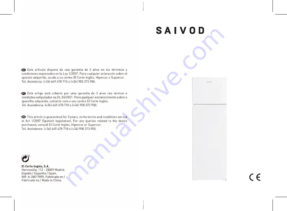 Saivod 2PT166WC Manual Download Page 1