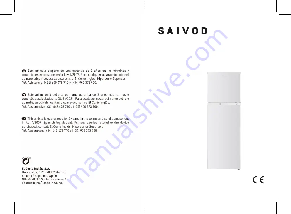 Saivod 2PT167WNF Manual Download Page 1