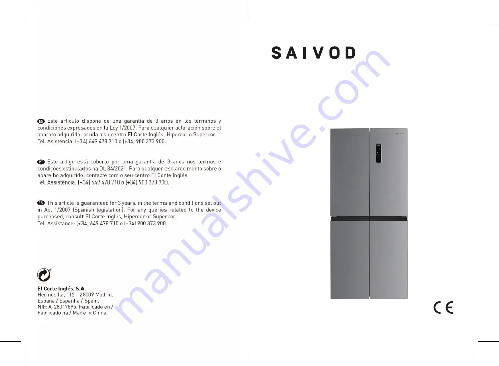 Saivod SBS7923INOX Manual Download Page 1