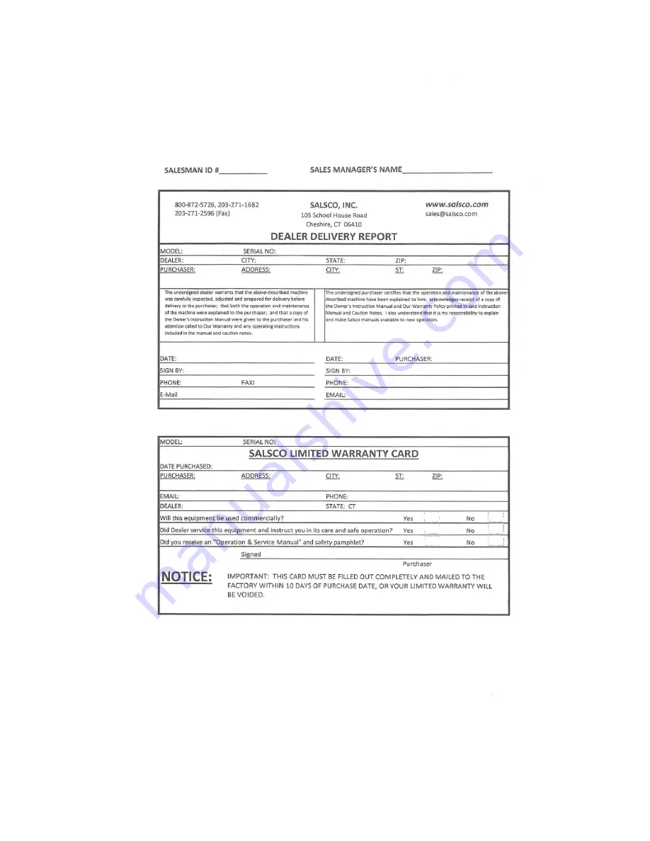 Salsco 810 Operator And Parts Manual Download Page 30