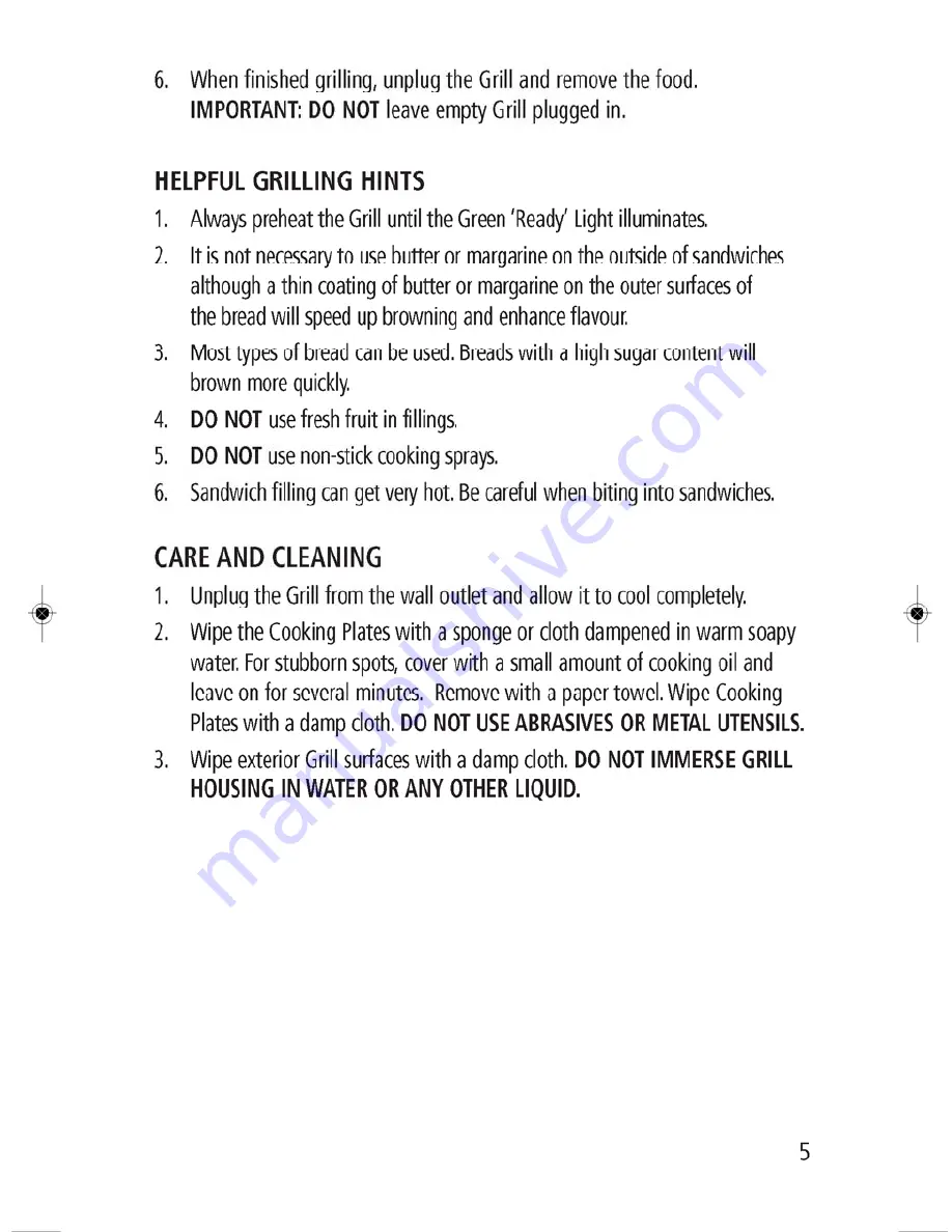 Salton SG1263 Instruction Booklet Download Page 5