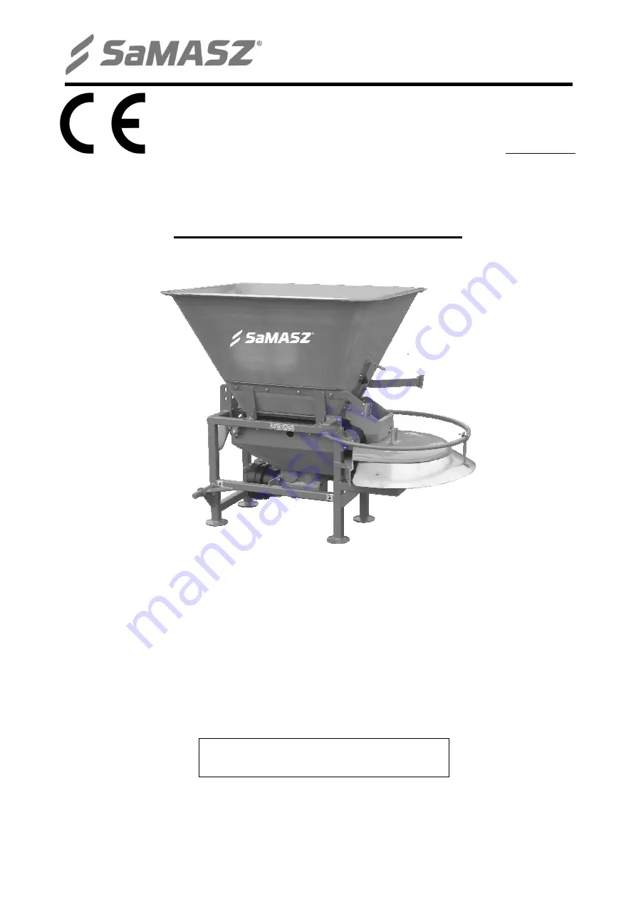 SaMASZ SAND 400 Operator'S Manual Download Page 1