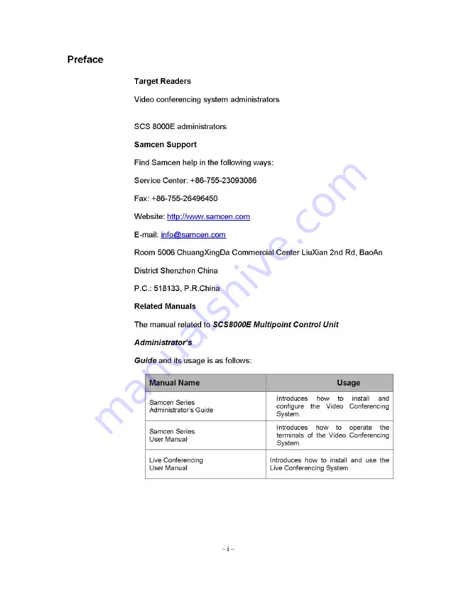 Samcen SCS8000E Administrator'S Manual Download Page 3