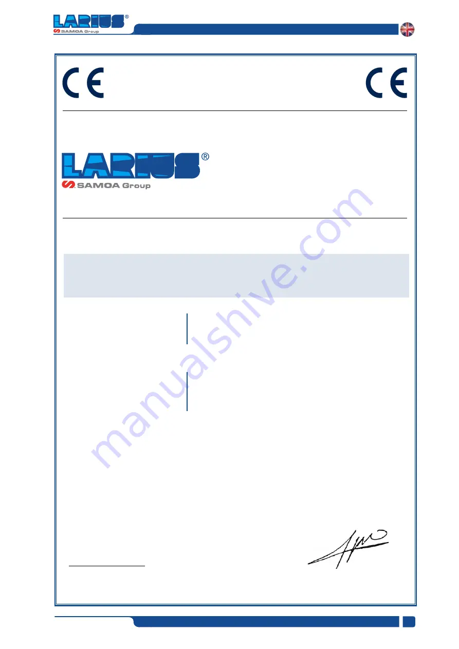 Samoa LARIUS GHIBLI 24:1 Operating And Maintenance Manual Download Page 25