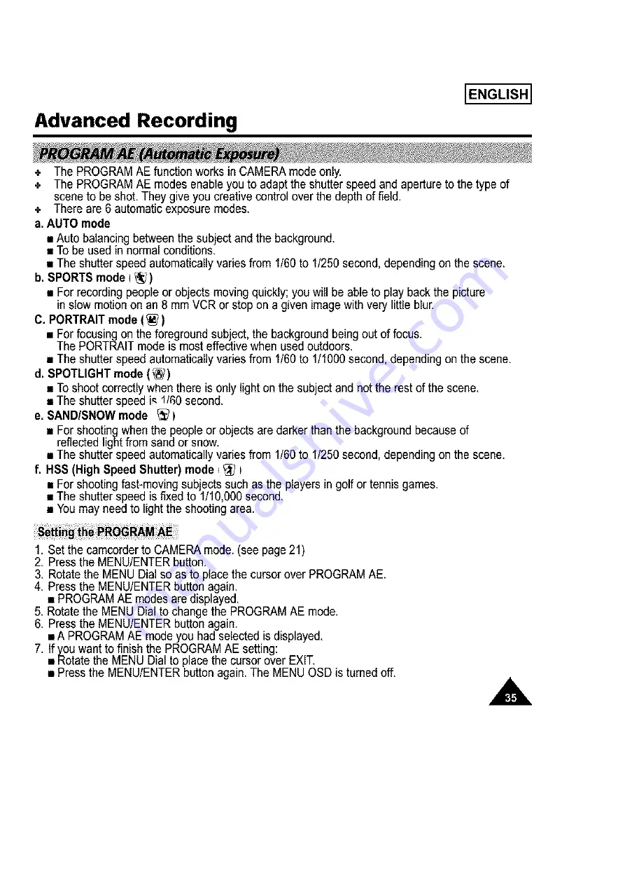 Samsung 8 SCA30 Owner'S Instruction Book Download Page 35