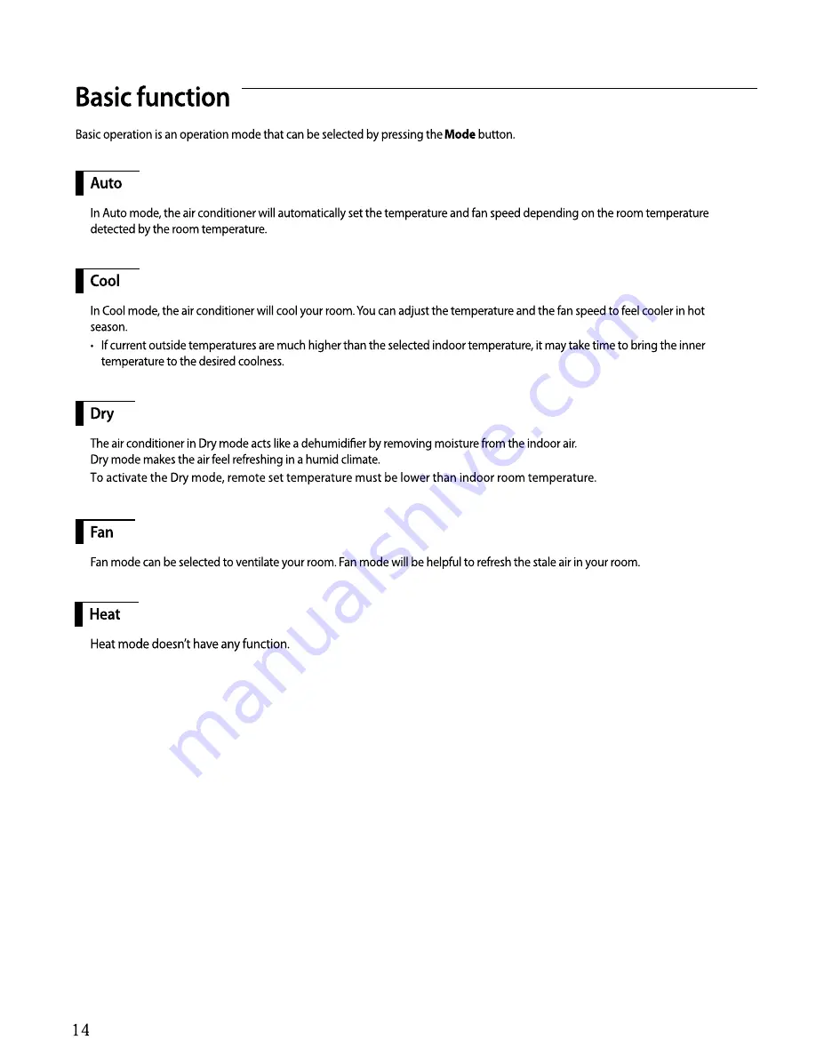 Samsung AR12FC3TAUR User & Installation Manual Download Page 14