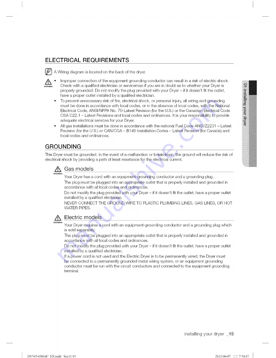 Samsung DV365ETBGWR/A3-0001 User Manual Download Page 15