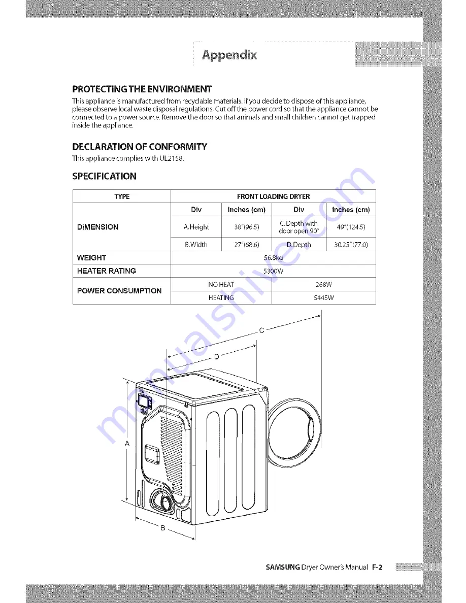 Samsung DV3C6BGW/XAA Owner'S Manual Download Page 27