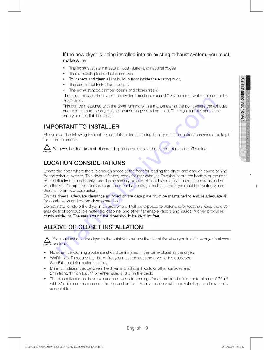 Samsung DV40J3000EW User Manual Download Page 9