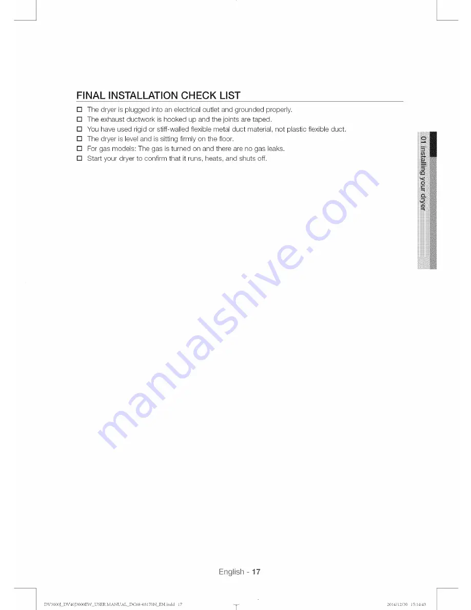 Samsung DV40J3000EW User Manual Download Page 17