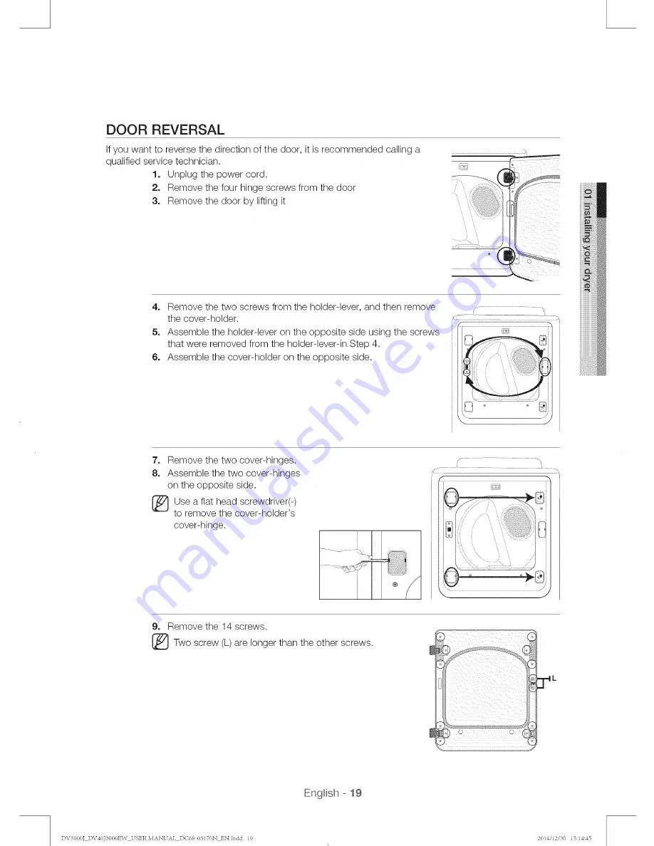 Samsung DV40J3000EW User Manual Download Page 19