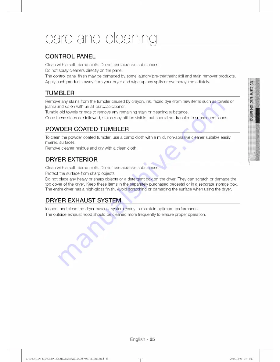 Samsung DV40J3000EW User Manual Download Page 25