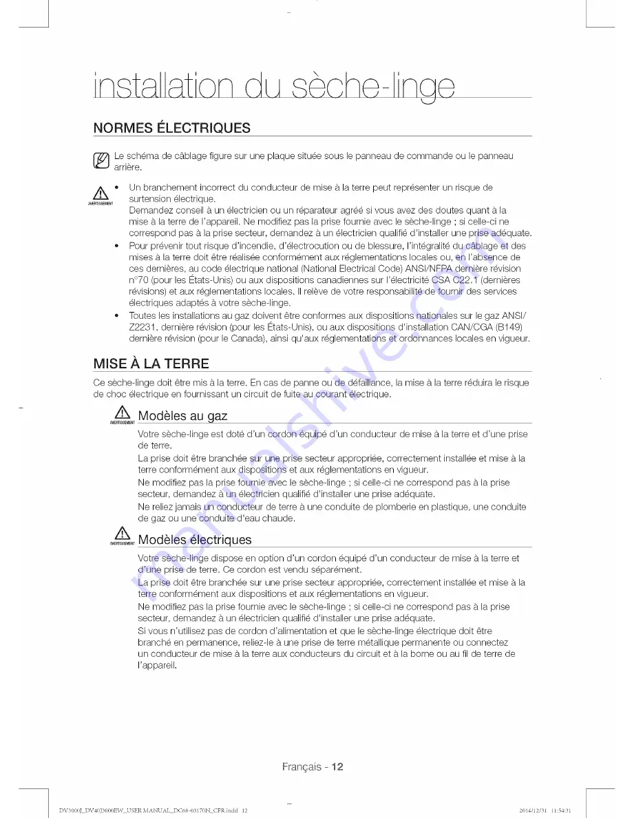 Samsung DV40J3000EW User Manual Download Page 48