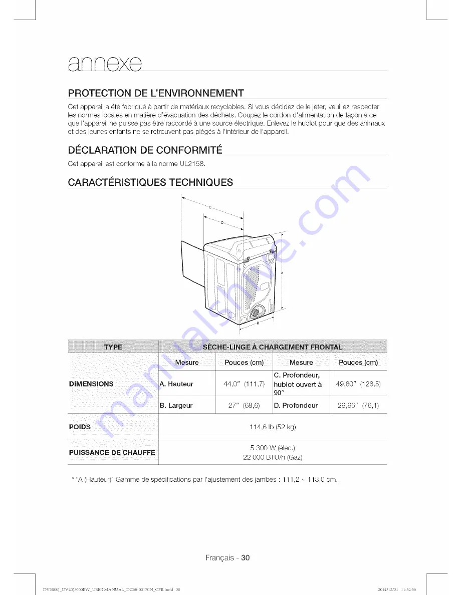 Samsung DV40J3000EW User Manual Download Page 66