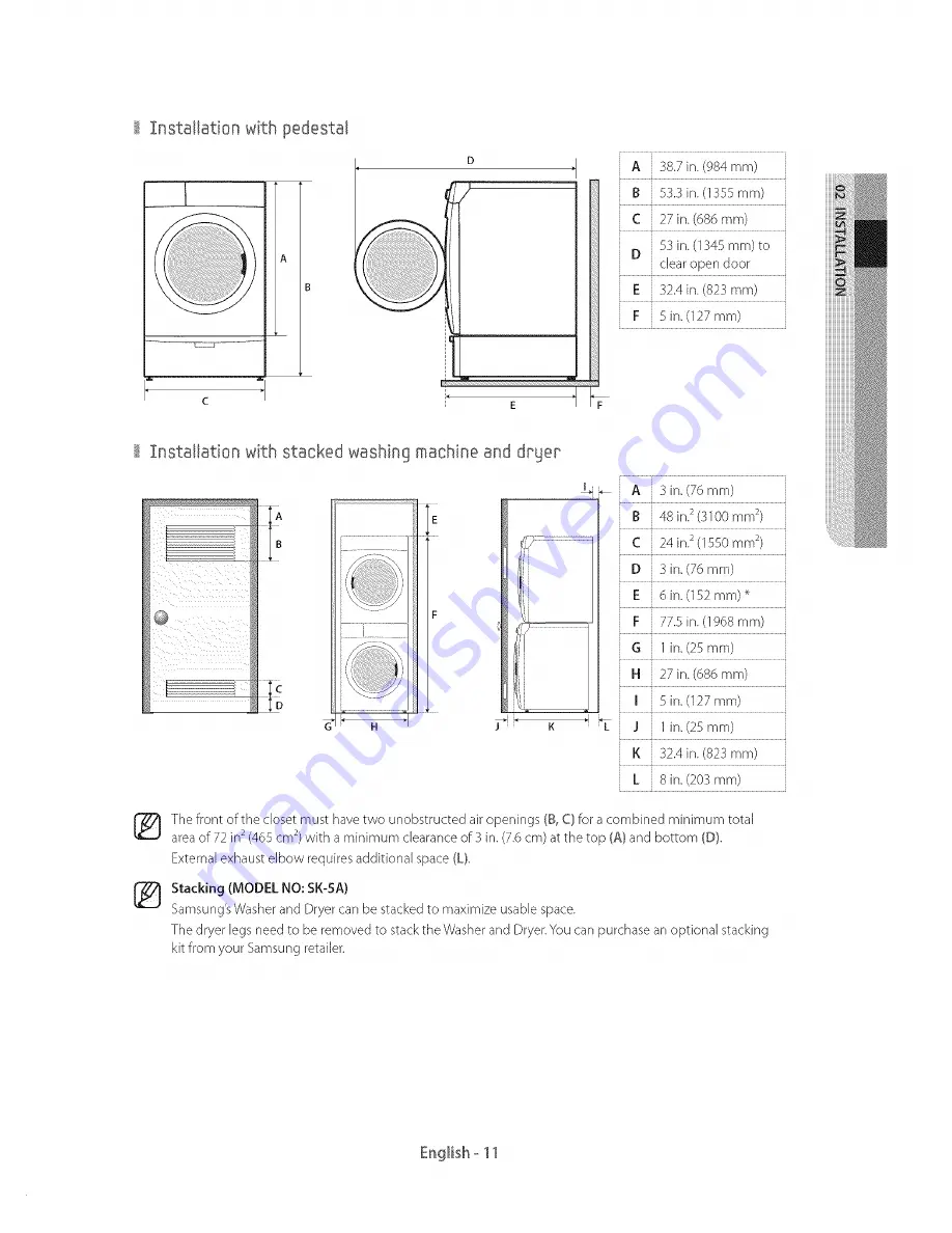 Samsung DV42H5200EW Скачать руководство пользователя страница 11