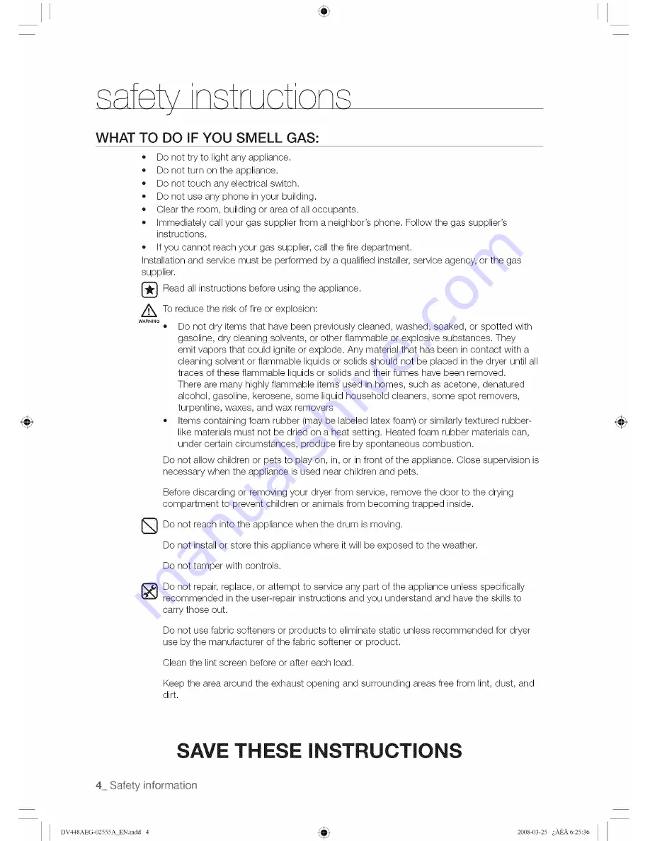 Samsung DV448AG series User Manual Download Page 4