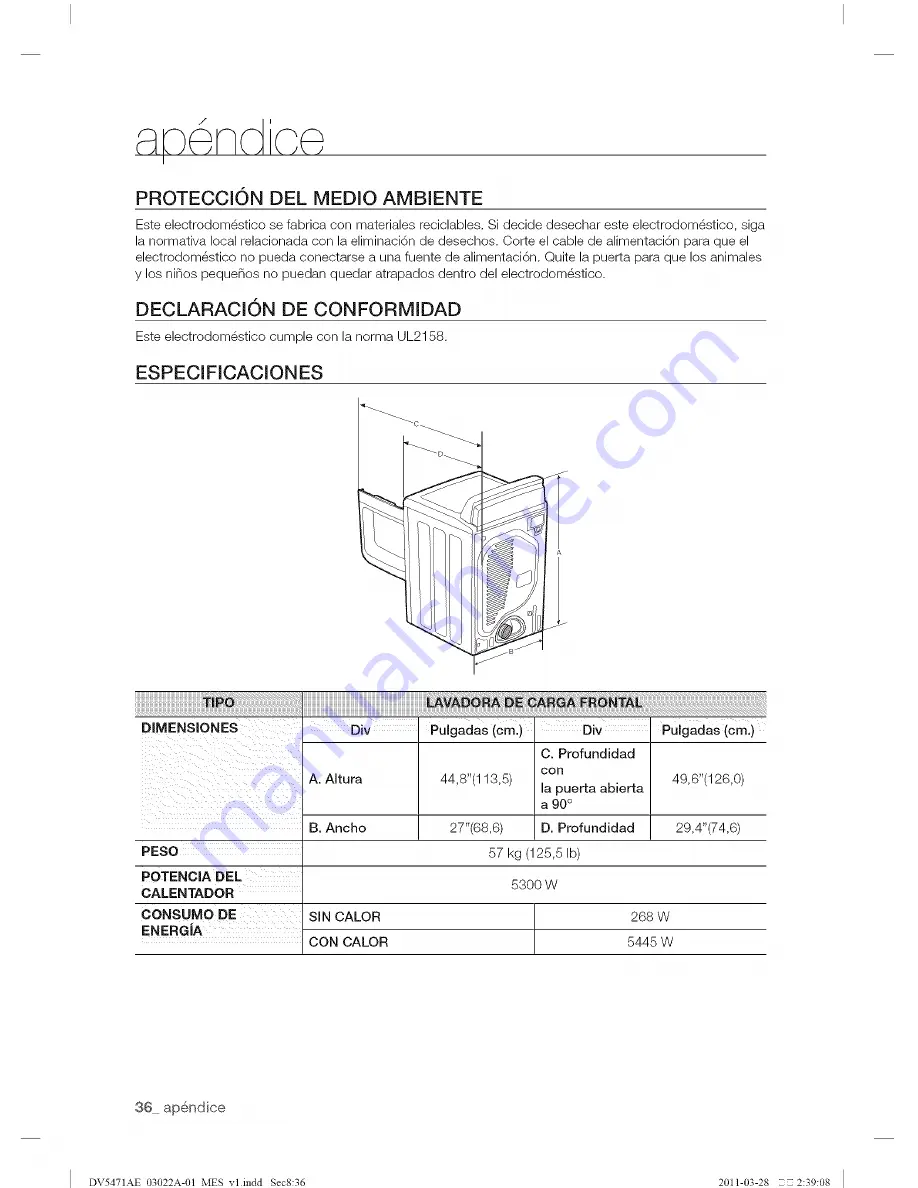 Samsung DV5471A Series User Manual Download Page 75