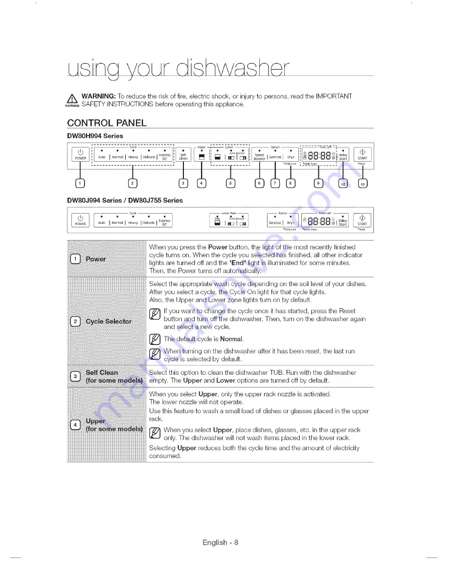 Samsung DW80J994 Series User Manual Download Page 8