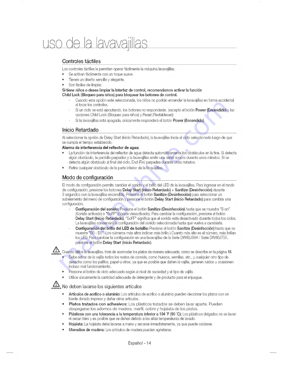 Samsung DW80J994 Series User Manual Download Page 50