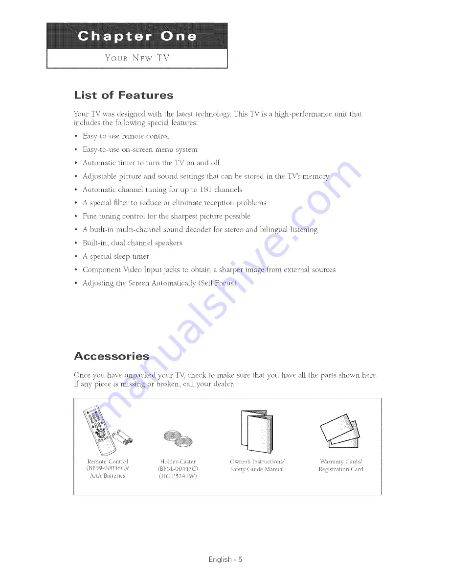 Samsung HC-P4241W Owner'S Instructions Manual Download Page 5