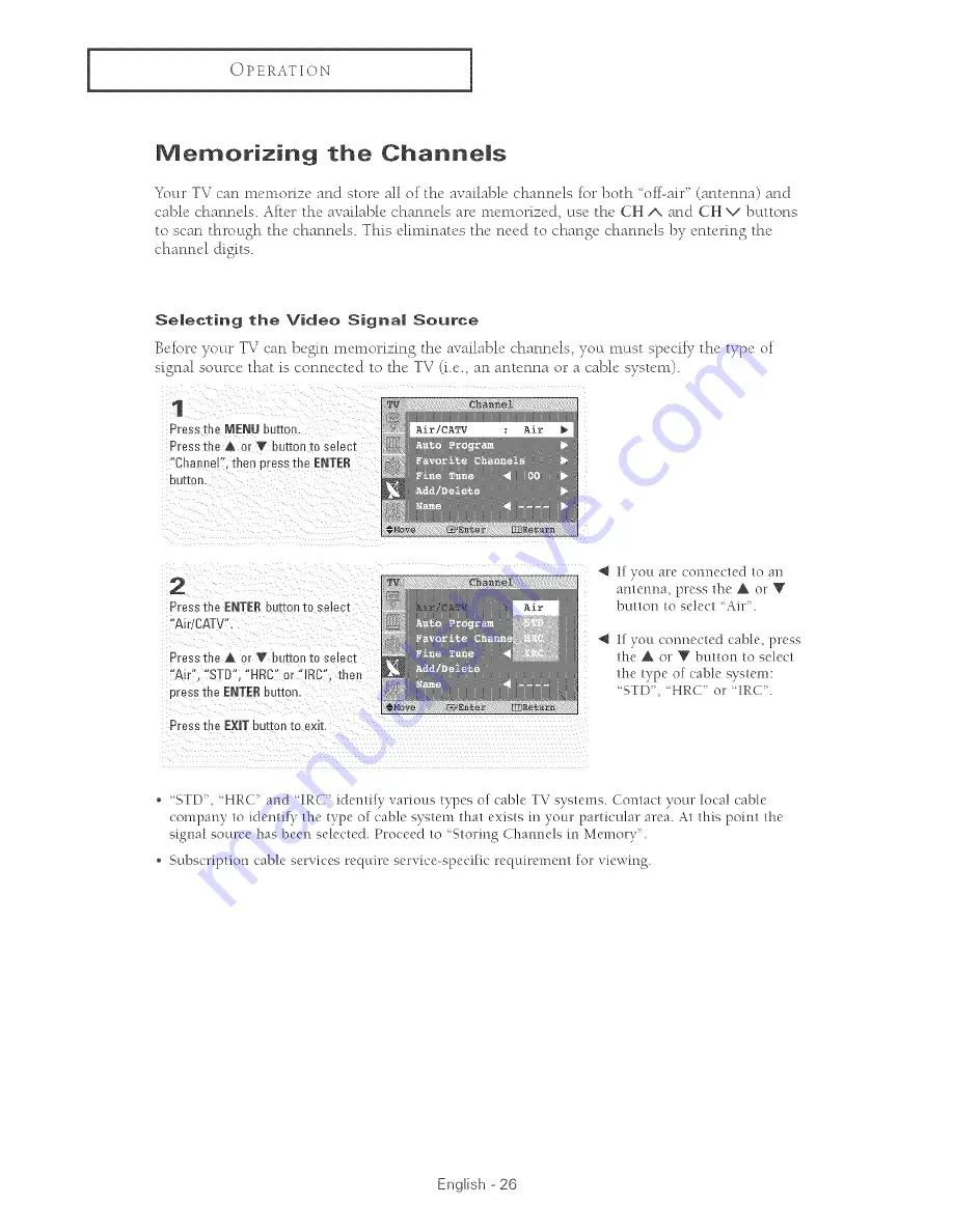 Samsung HC-P4241W Owner'S Instructions Manual Download Page 26