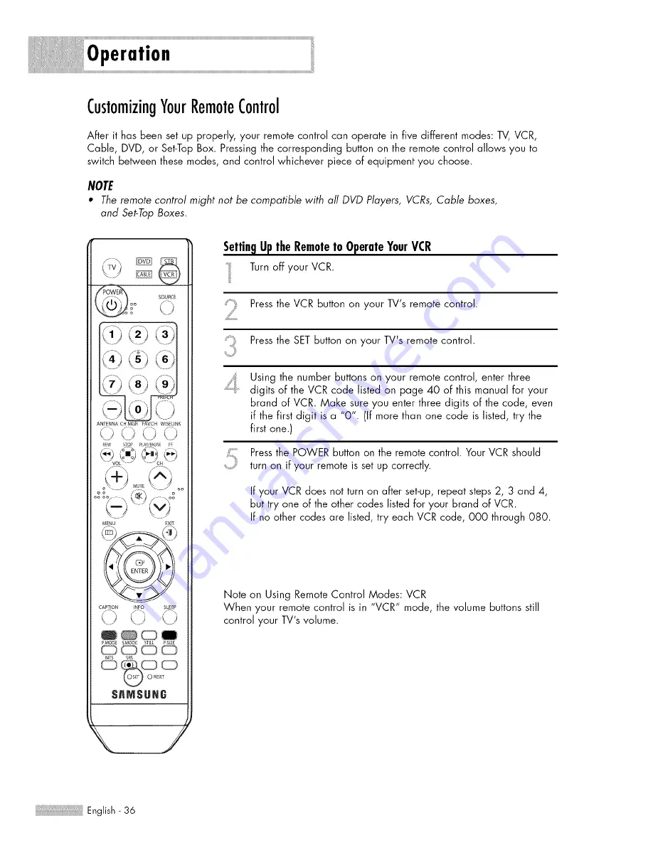 Samsung HL-$4676S Owner'S Instructions Manual Download Page 36