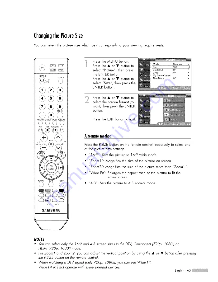 Samsung HL-$4676S Owner'S Instructions Manual Download Page 65