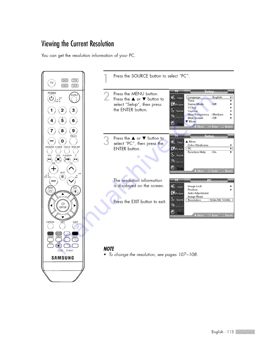 Samsung HL-$4676S Owner'S Instructions Manual Download Page 113