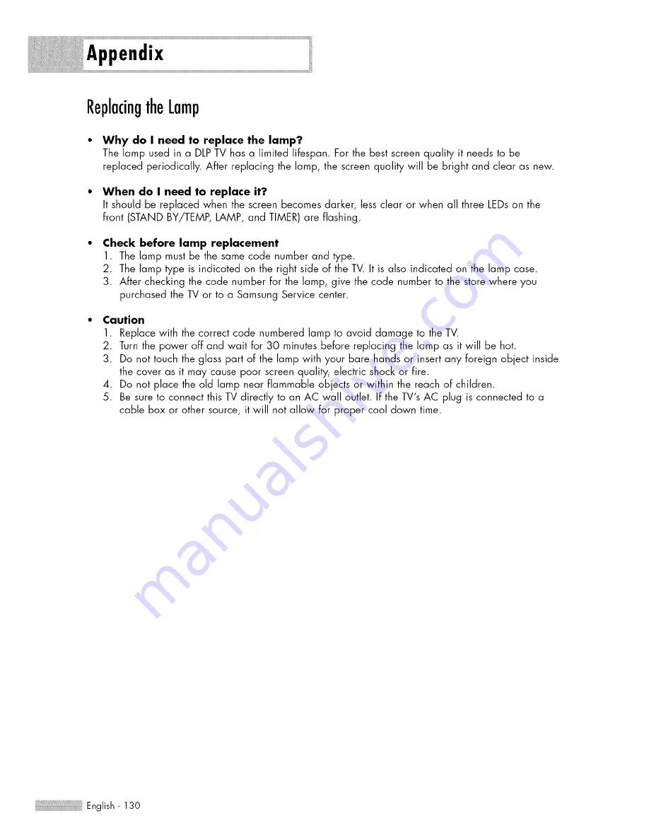 Samsung HL-$4676S Owner'S Instructions Manual Download Page 130