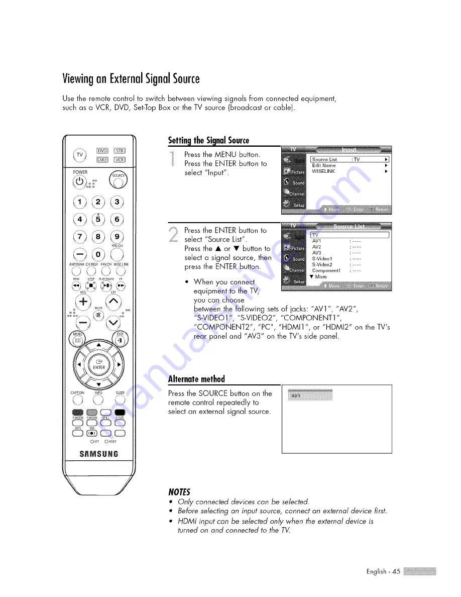 Samsung HL-S5666W Owner'S Instructions Manual Download Page 45