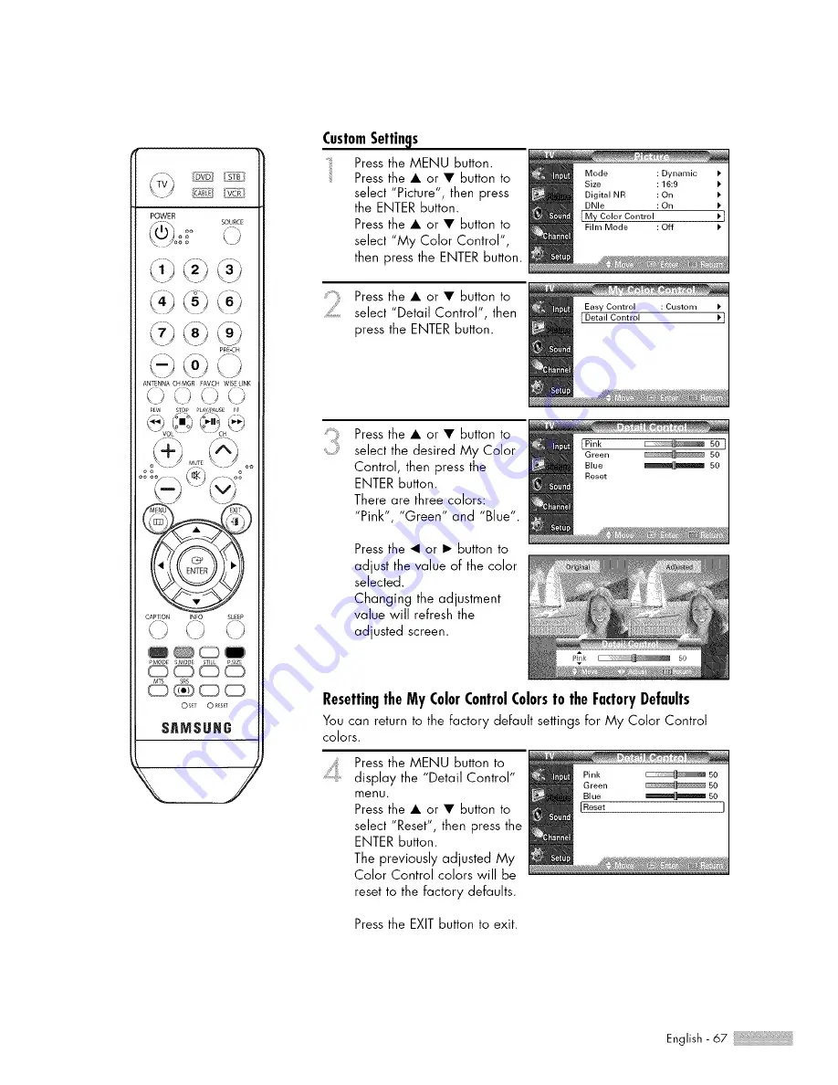 Samsung HL-S5666W Owner'S Instructions Manual Download Page 67