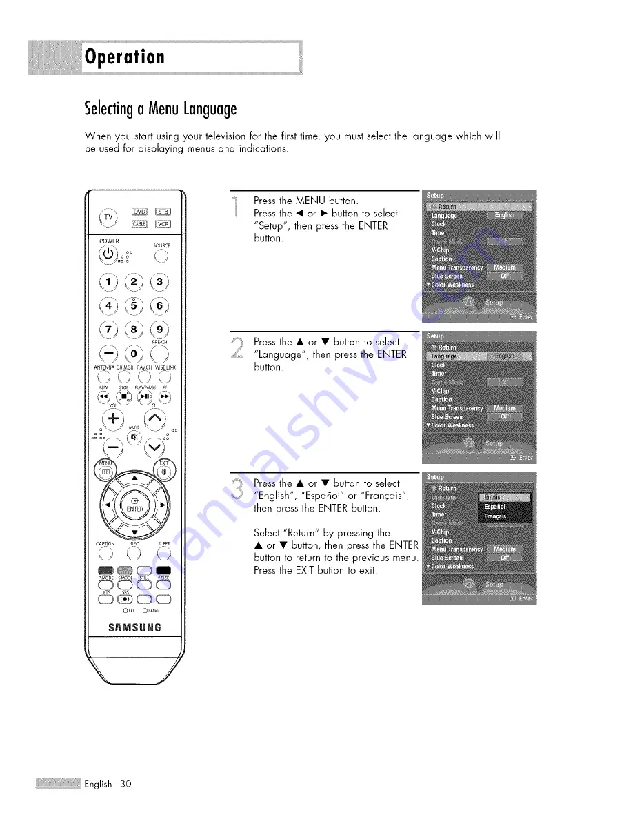 Samsung HL-S5687W Owner'S Instructions Manual Download Page 30