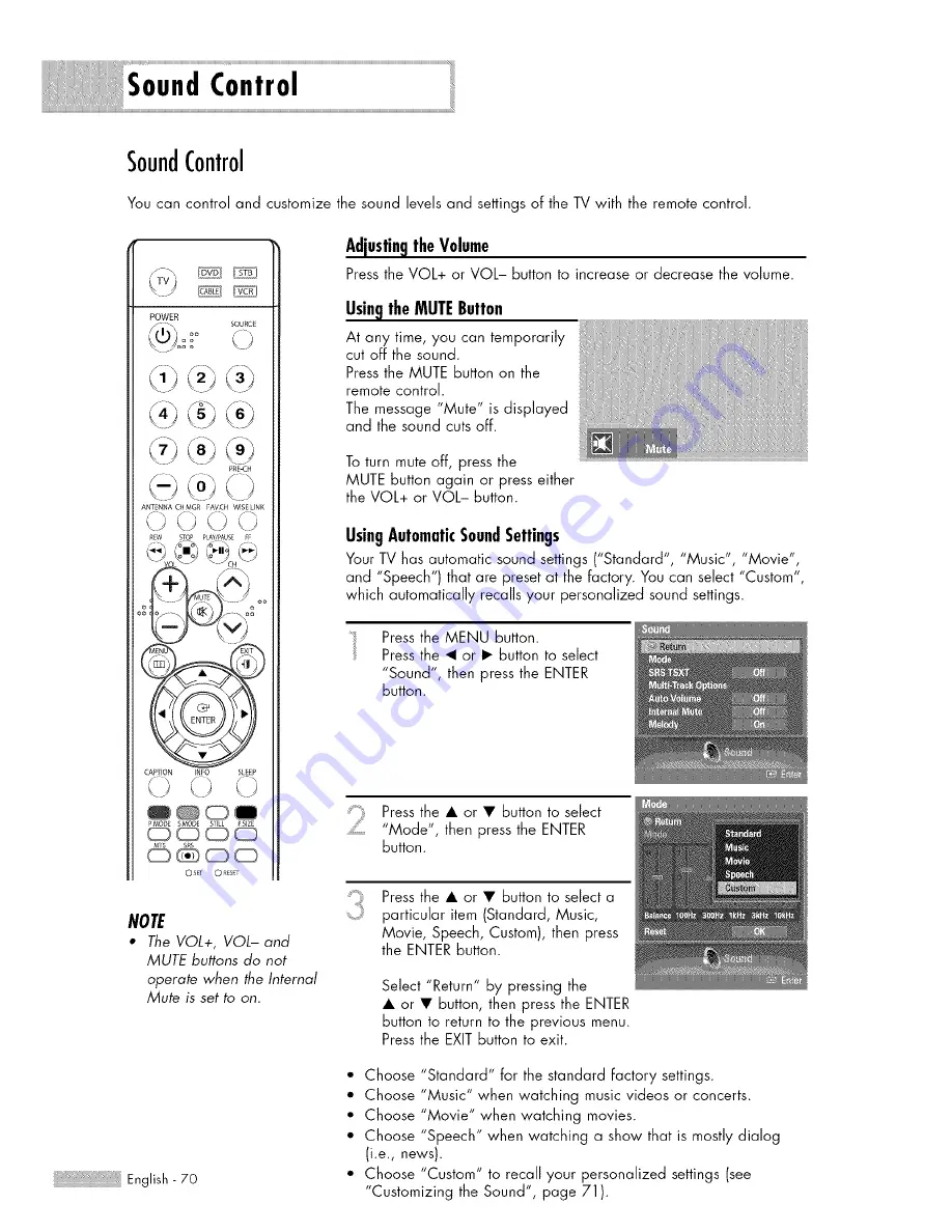 Samsung HL-S5687W Owner'S Instructions Manual Download Page 70