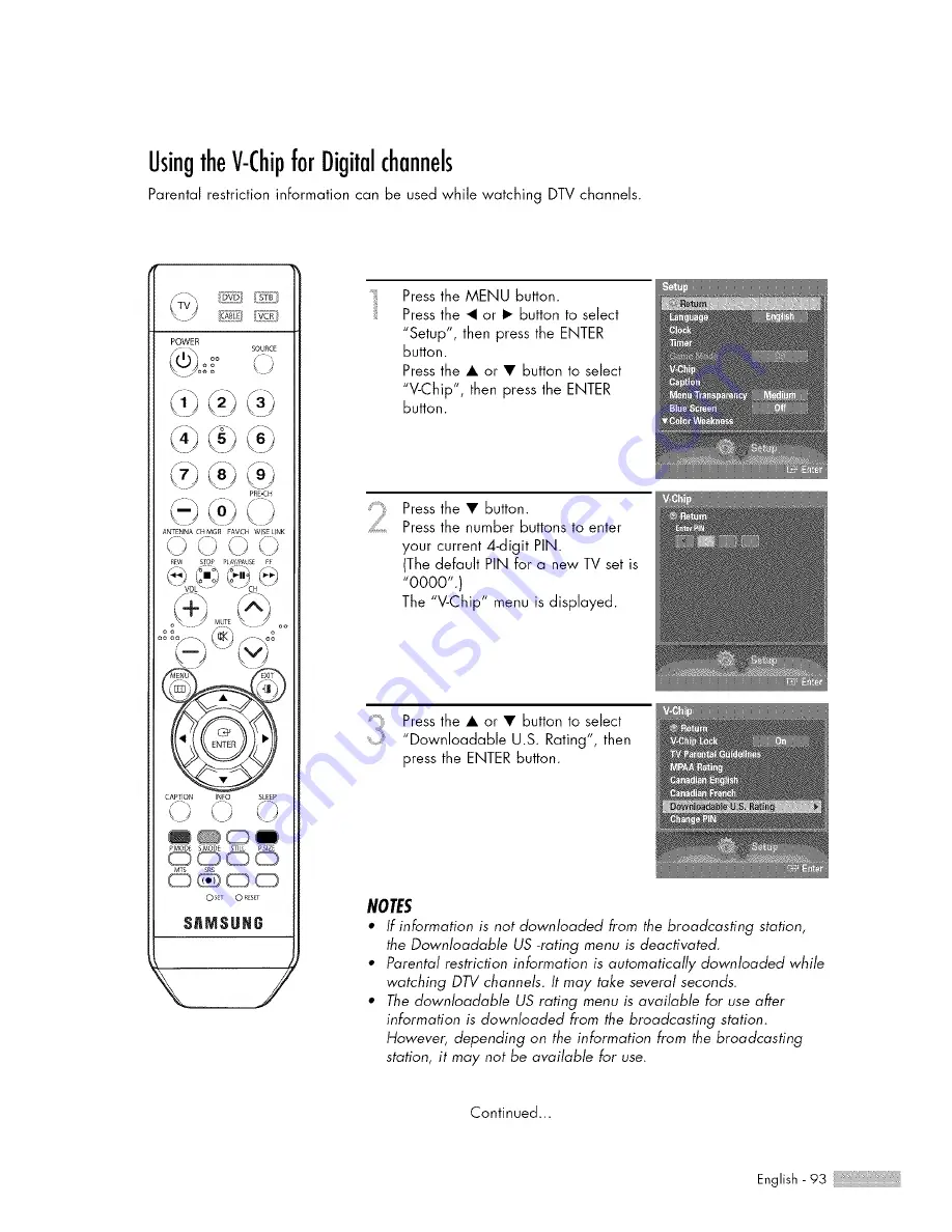 Samsung HL-S5687W Owner'S Instructions Manual Download Page 93