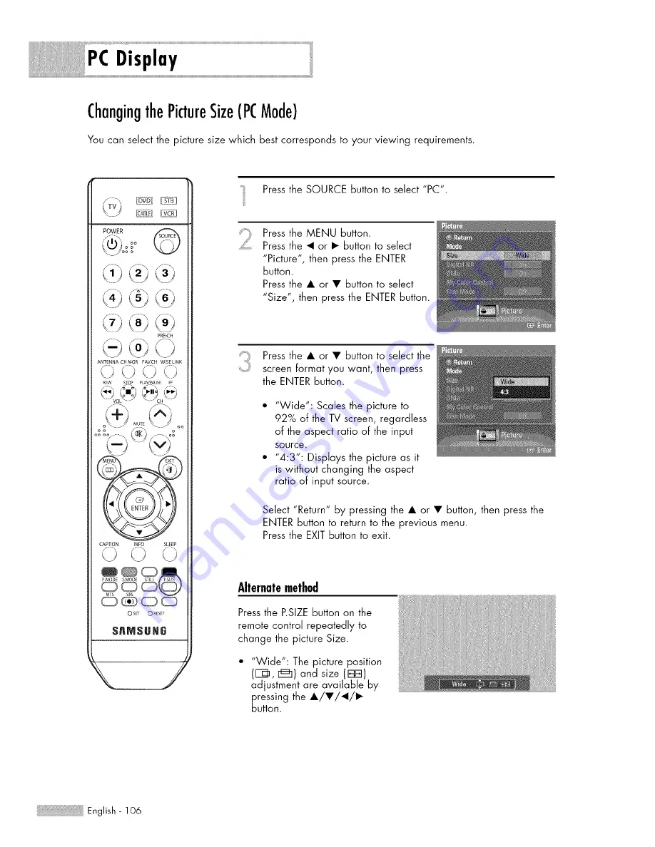 Samsung HL-S5687W Owner'S Instructions Manual Download Page 106