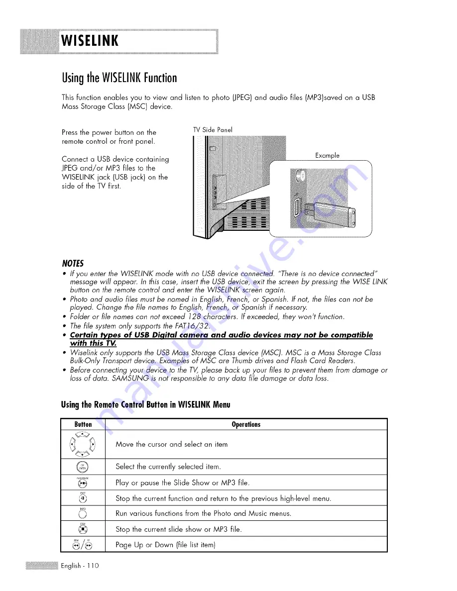 Samsung HL-S5687W Owner'S Instructions Manual Download Page 110