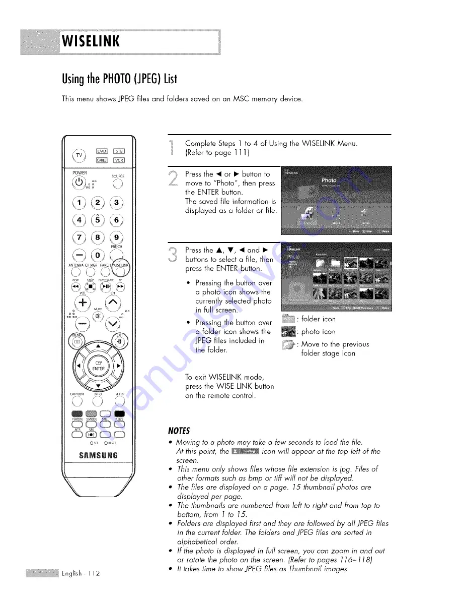 Samsung HL-S5687W Owner'S Instructions Manual Download Page 112