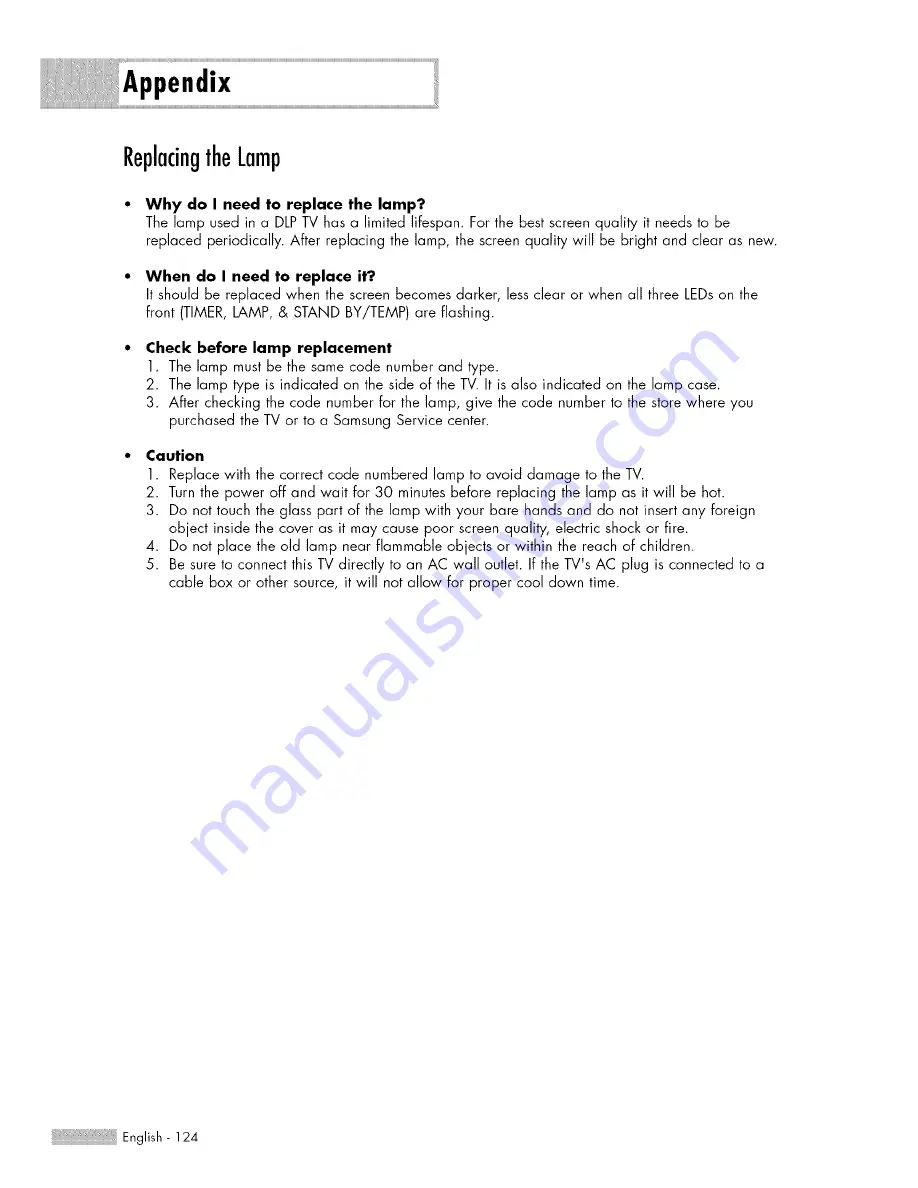 Samsung HL-S5687W Owner'S Instructions Manual Download Page 124