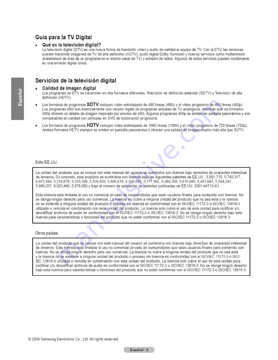 Samsung HL67A750A1FXZA Manual Del Usuario Download Page 2