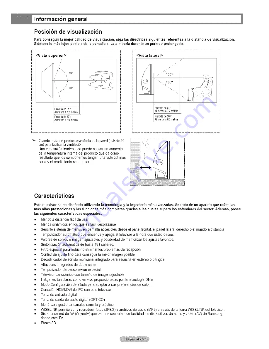 Samsung HL67A750A1FXZA Manual Del Usuario Download Page 5