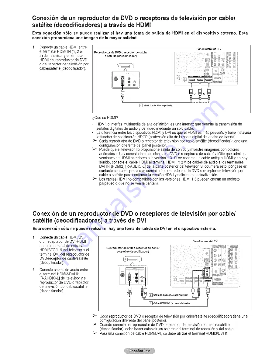 Samsung HL67A750A1FXZA Manual Del Usuario Download Page 12