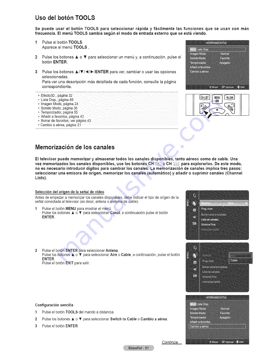 Samsung HL67A750A1FXZA Manual Del Usuario Download Page 21