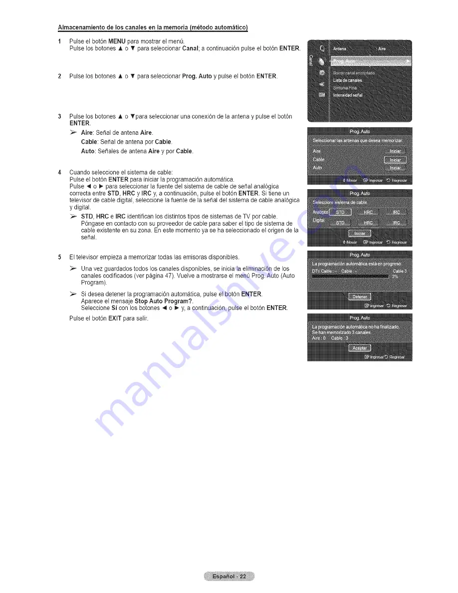 Samsung HL67A750A1FXZA Manual Del Usuario Download Page 22